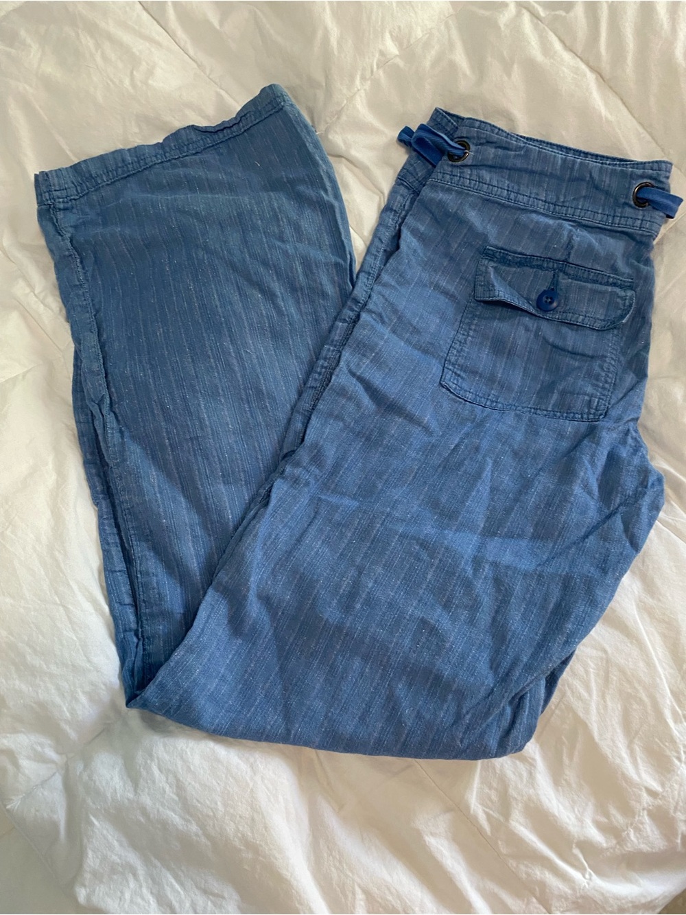 Prana Blue Lightweight Linen-Blend Pants